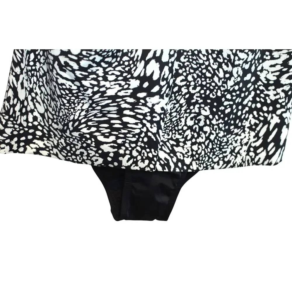 Swim Solutions Plus Size Printed Flyaway Fauxkini One Piece Leopard Swirl - Picture 4 of 6